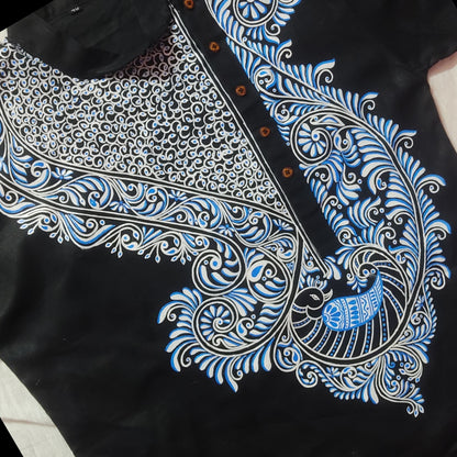 Peacock Motif Handpainted Panjabi