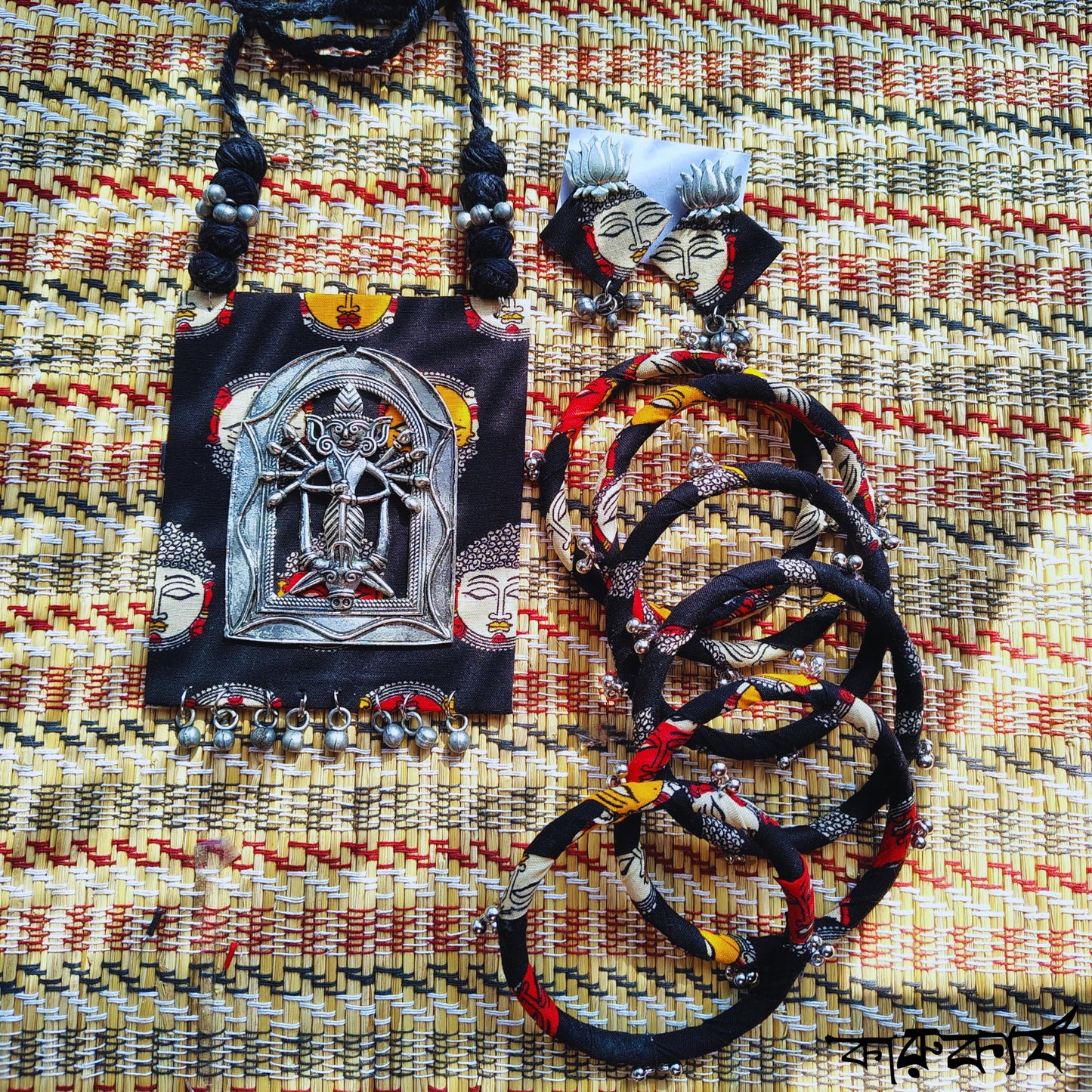 KanthaKatha Fabric Jewelry Set