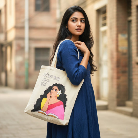 Kathgolap Blooms Hand-Painted Tote Bag