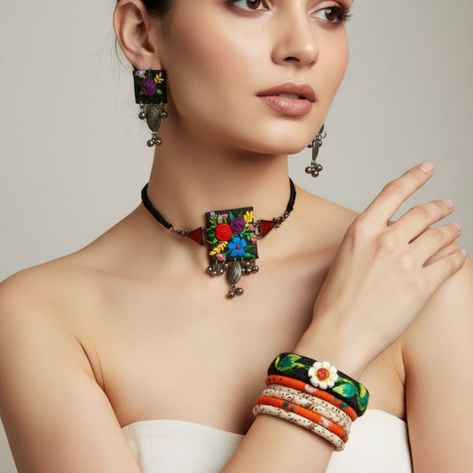 Bohemian Chic Handmade Fabric Earrings