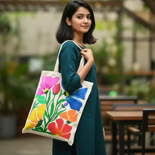 Floral Essence Tote – Flower Canvas Side Bag