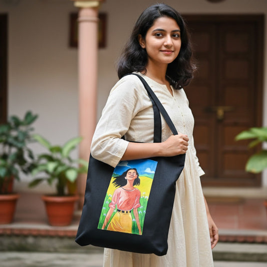Canvas Girl Illustration – Artistic Side Bag