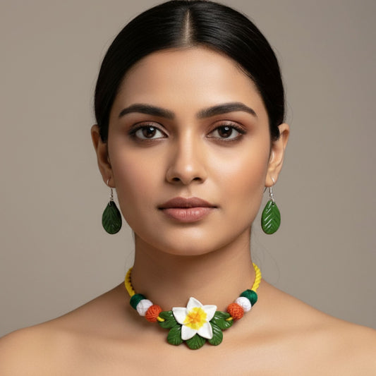 Blooming Beauty – Handcrafted Clay Choker Set