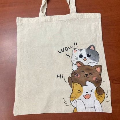 GopluCat Hand-Painted Tote Bag