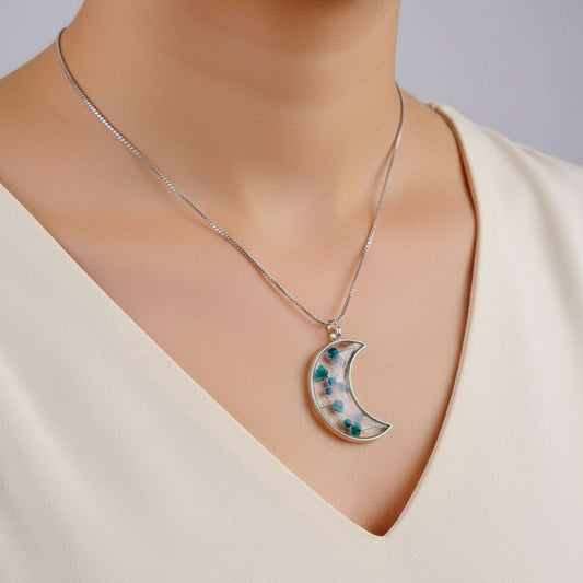 Chandrika Resin Pendant  – Crescent Elegance