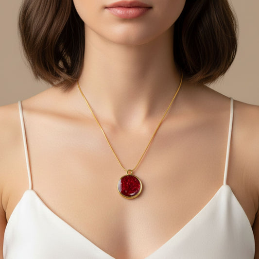Preserved Rose Resin Pendant – Eternal Bloom Charm