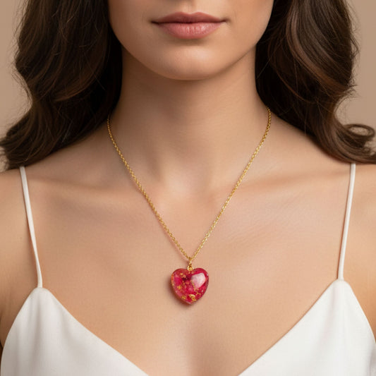 Handcrafted Heart-Shaped Resin Pendant