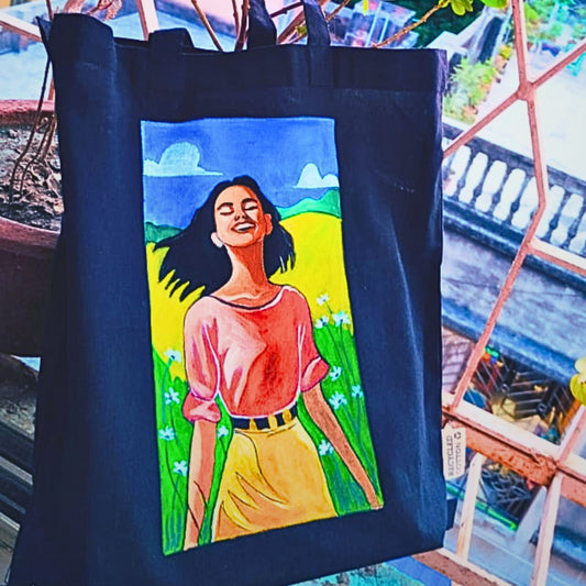 Canvas Girl Illustration – Artistic Side Bag