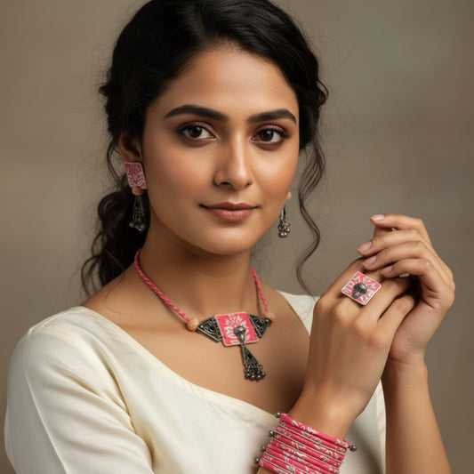 Charulata Fabric Jewelry Set