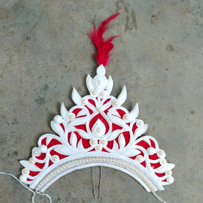 Serene White Feather Bridal Mukut