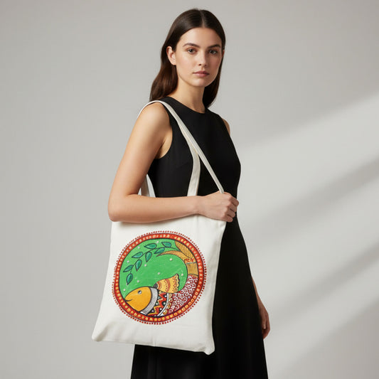 Vibrant Roots Tote – Madhubani Artistry