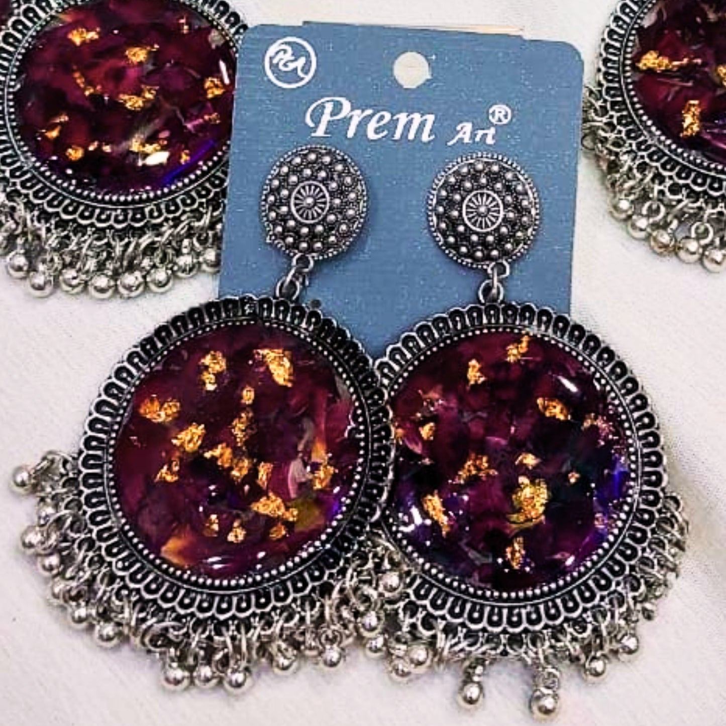 Rose Crafted Resin Jhumka
