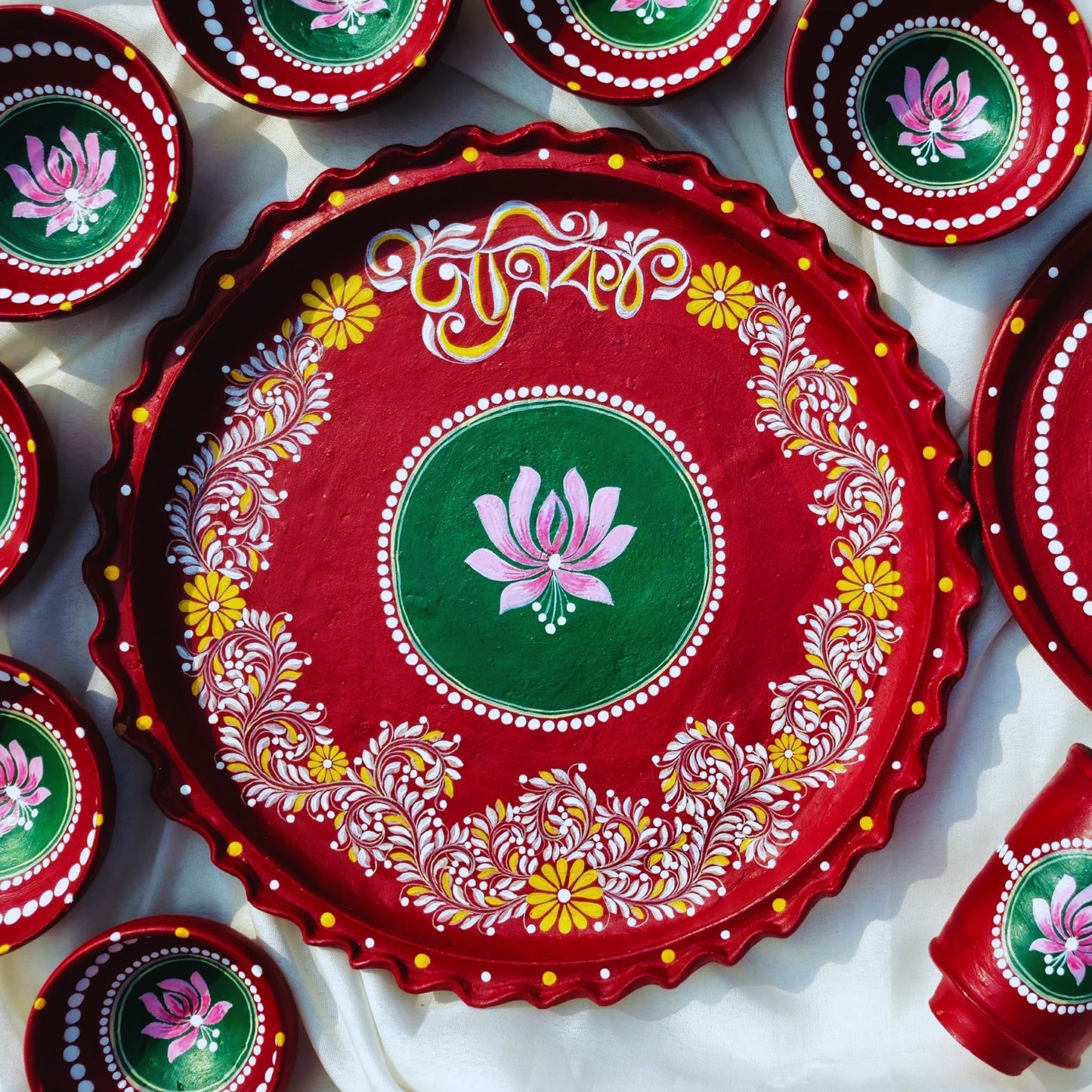 Lotus Blossom Kalka Mitti Magic Dinnerware (Set of 10)
