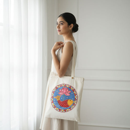 Madhubani Magic Tote – A Splash of Tradition