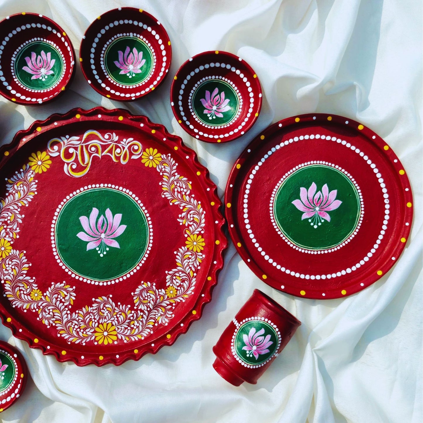 Lotus Blossom Kalka Mitti Magic Dinnerware (Set of 10)