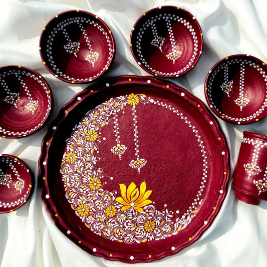 Lotus Blossom Kalka Mitti Magic Dinnerware (Set of 7)