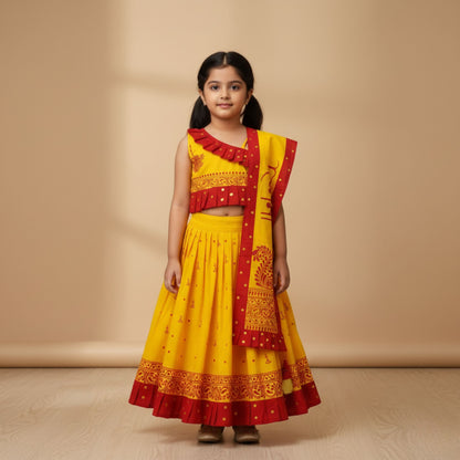 Gulabi Blossom Baby Lehenga Set