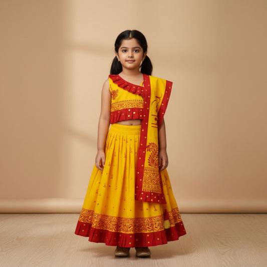 Gulabi Blossom Baby Lehenga Set