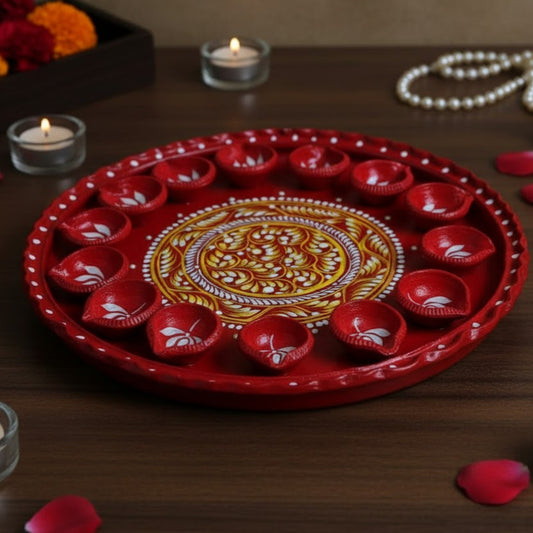 Lotus Radiance Clay Diya Set