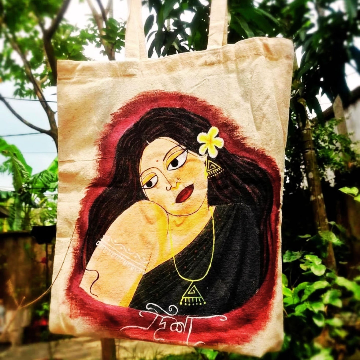 BanglarMeye Hand-Painted Tote Bag
