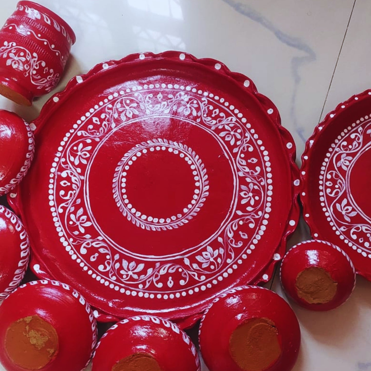 Kalka Art Matir Thala Set –  9-Piece Terracotta Set