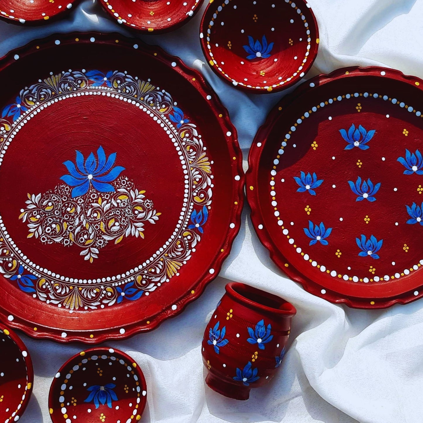 Lotus Blossom Kalka Mitti Magic Dinnerware (Set of 11)
