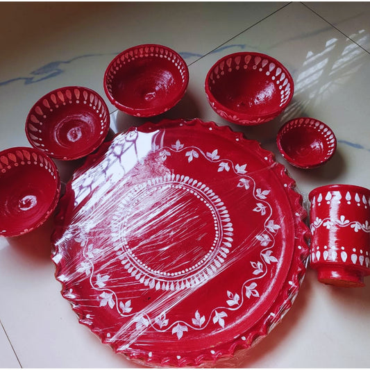 Gramin Kalka Art Matir Thala Set – (Set of 7)