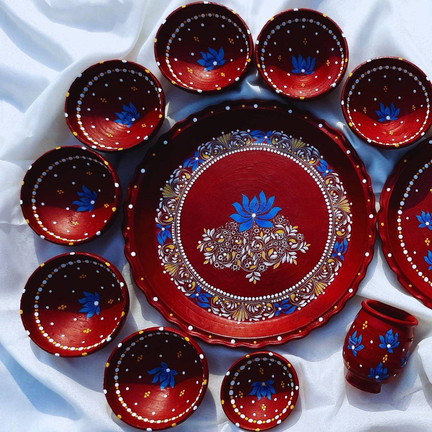 Lotus Blossom Kalka Mitti Magic Dinnerware (Set of 11)