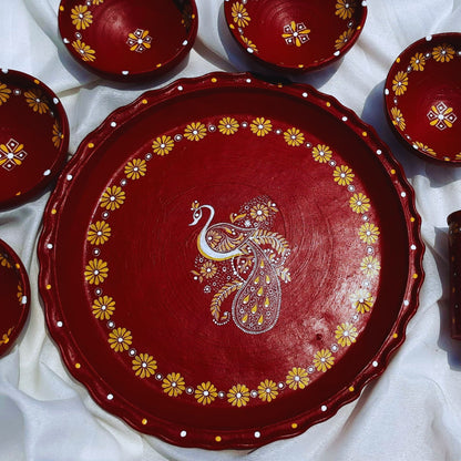 Peacock Motif Mitti Magic Dinnerware (Set of 7)