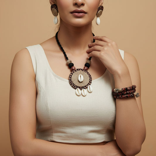 Shankh Shobha Set – Necklace, Earrings & 4 Bangles