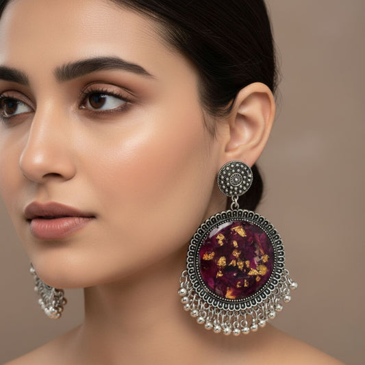 Rose Crafted Resin Jhumka
