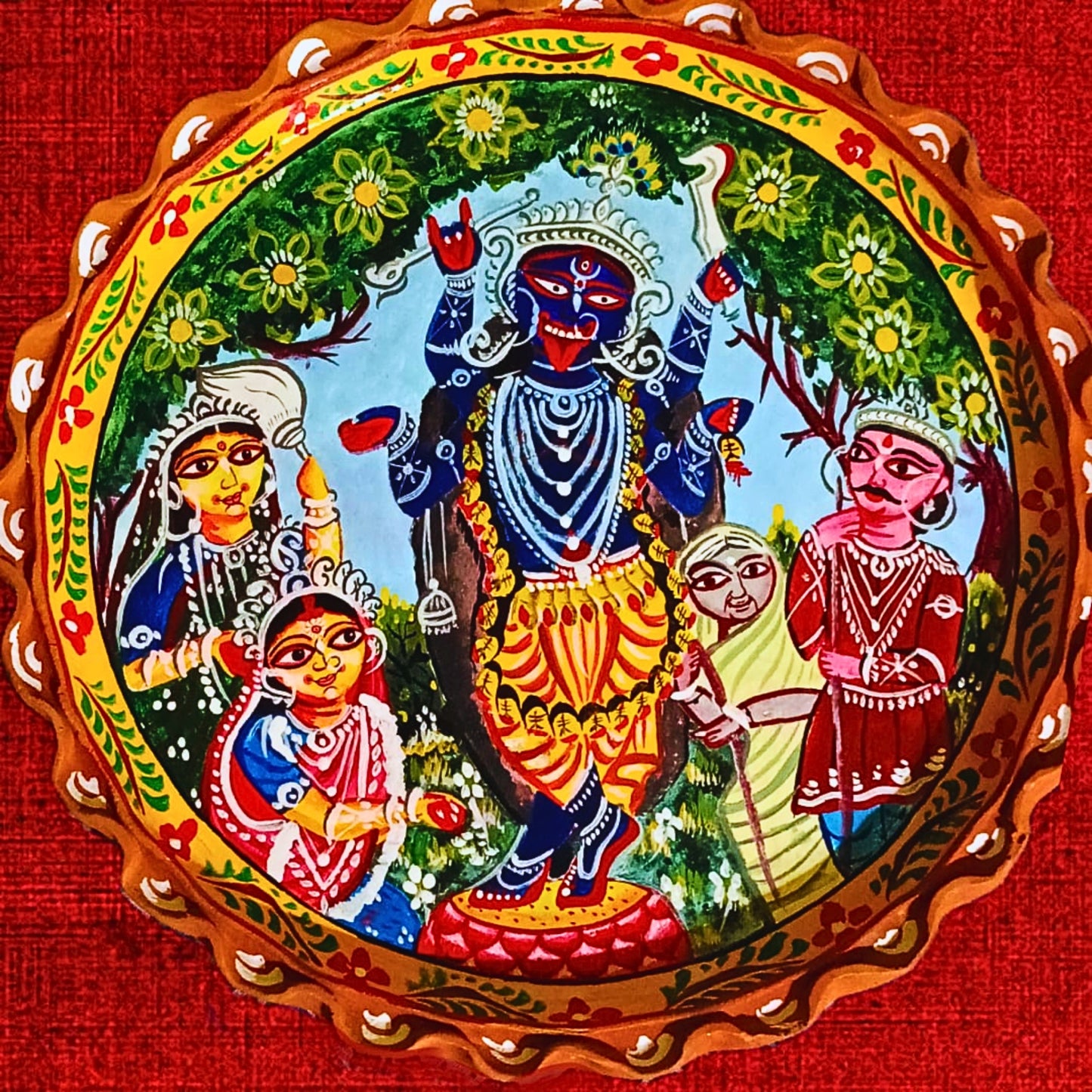 Kali Shakti – Hand-Painted Patachitra on Clay Plate
