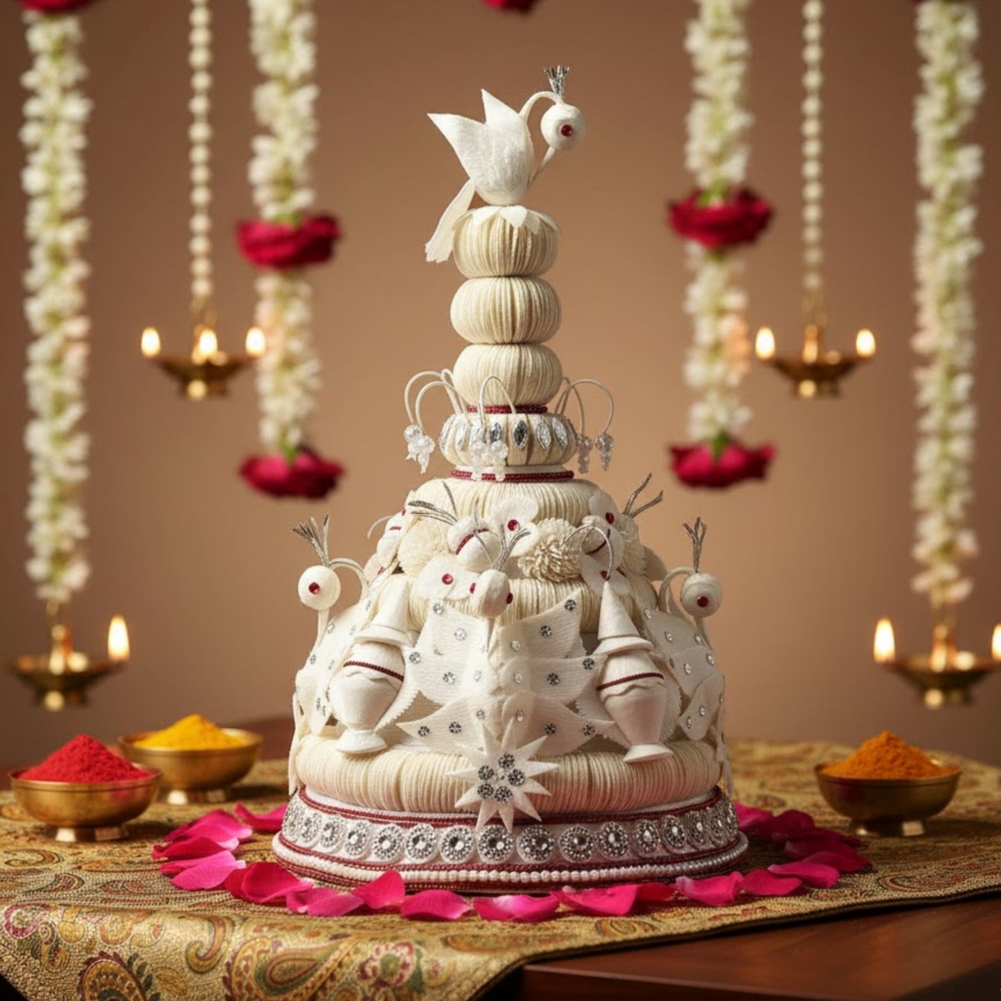 Classic White Bengali Wedding Topor (14 inch X 24 inch)