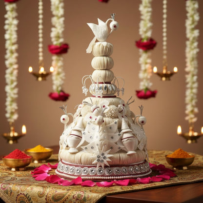 Classic White Bengali Wedding Topor (14 inch X 24 inch)