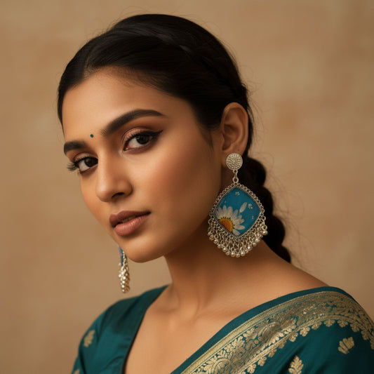 Floral Harmony Resin Jhumka – Handcrafted Elegance