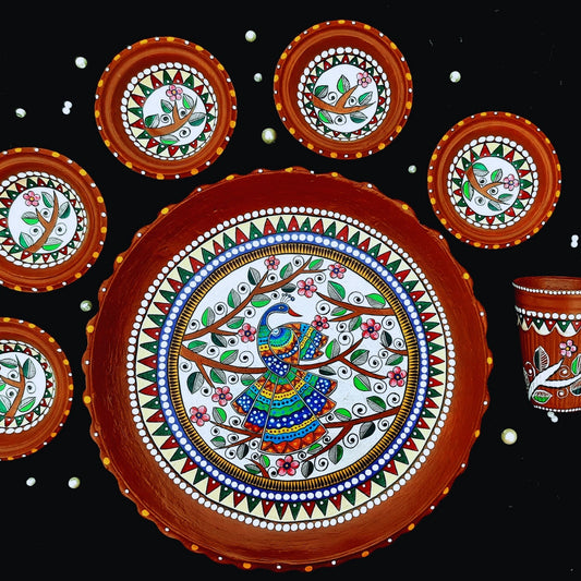 Madhubani Grace Mitti Magic Dinnerware (Set of 7)