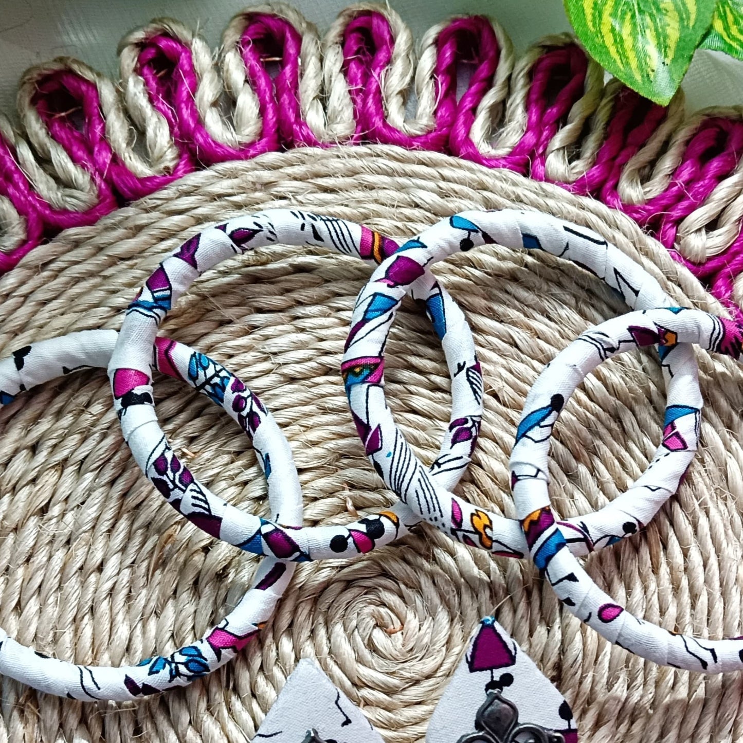 Rangrekha Fabric Jewelry Set – Earrings & 4 Bangles