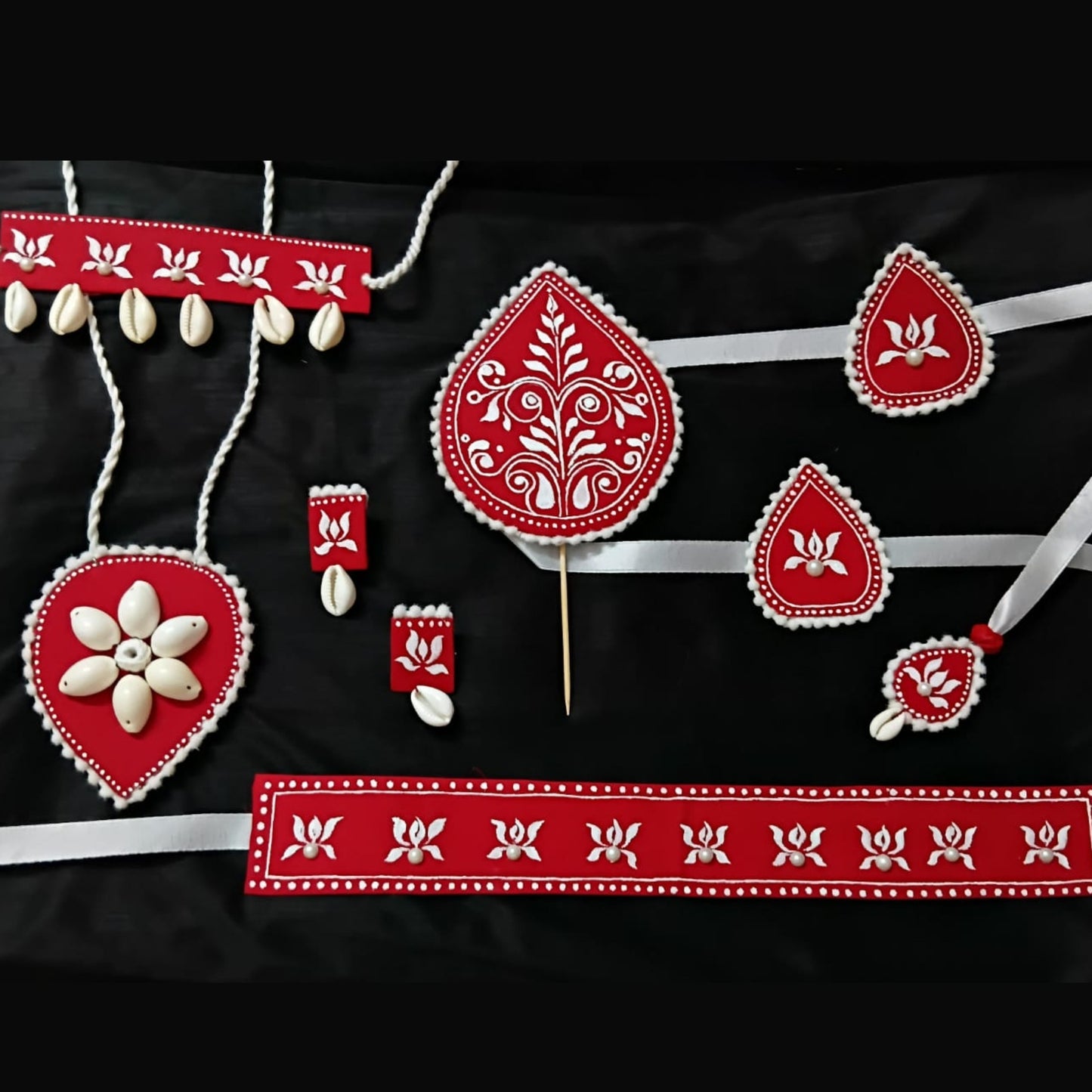 Rabindra Nritya Saj Set – Red Grace (8 pcs)