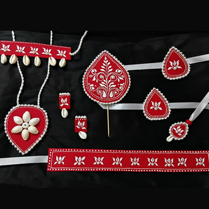 Rabindra Nritya Saj Set – Red Grace (8 pcs)