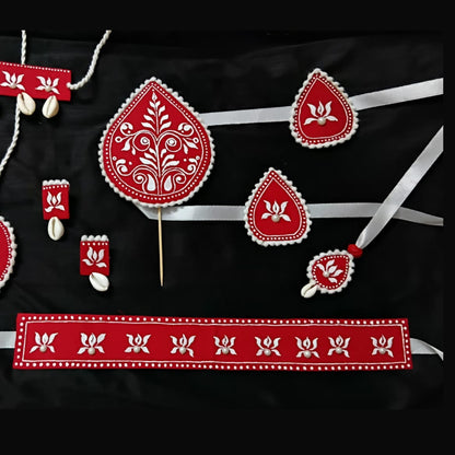 Rabindra Nritya Saj Set – Red Grace (8 pcs)
