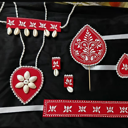 Rabindra Nritya Saj Set – Red Grace (8 pcs)