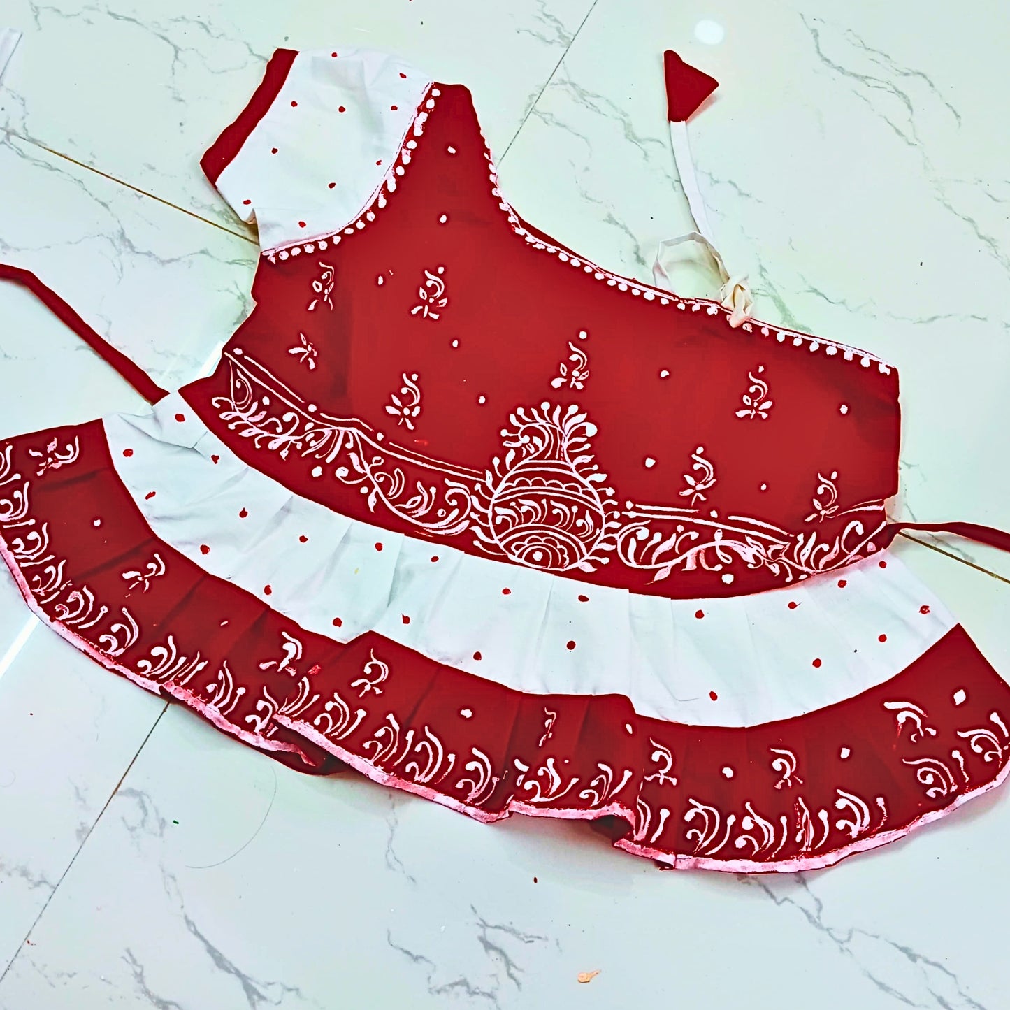 Ruby Petals Baby Frock – Festive Red Dress