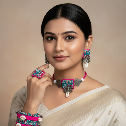 Sharanya Fabric Jewelry Set
