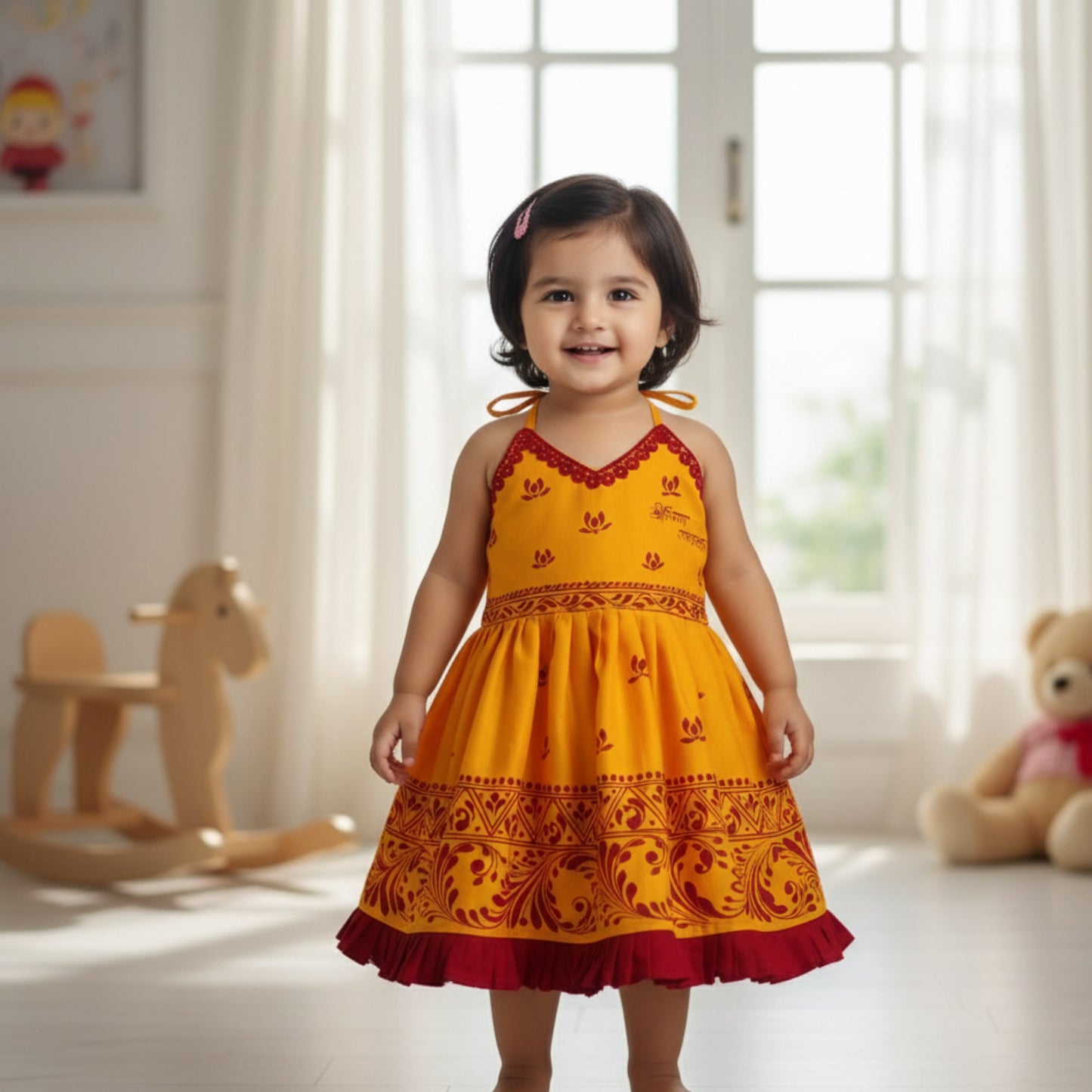 Sunshine Blossom Handcrafted Baby Frock