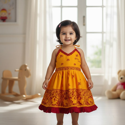 Sunshine Blossom Handcrafted Baby Frock